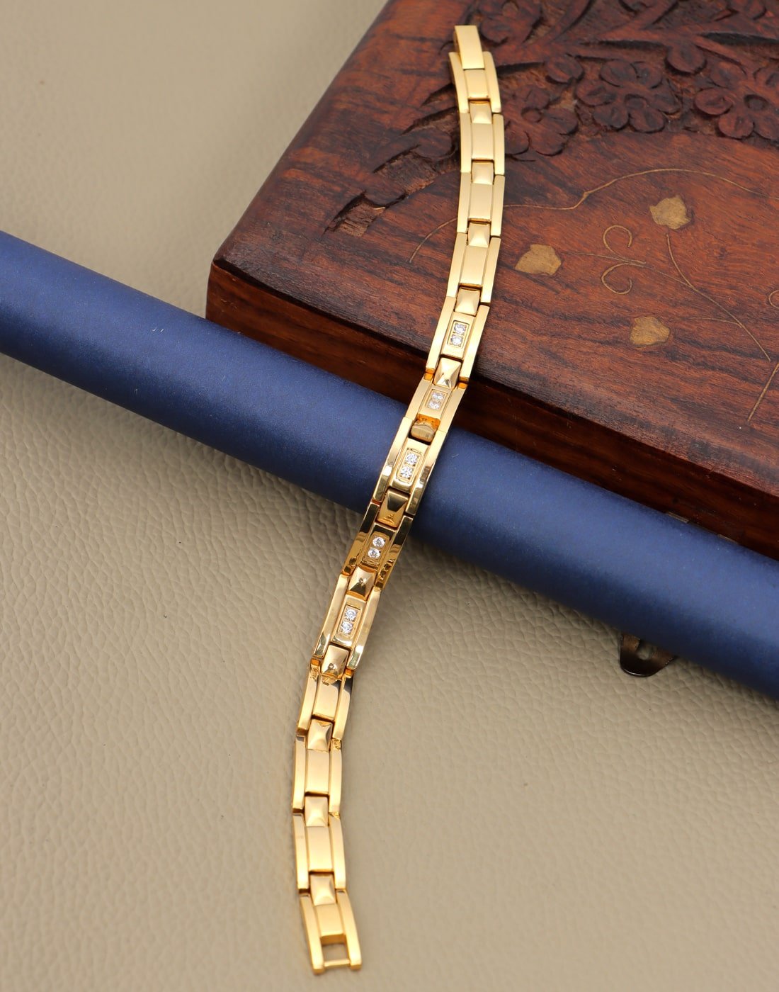 Titanium Magnetic Therapy Gold Plated Bio Bracelet image 1