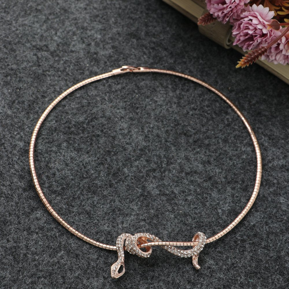 Gold-Plated White Stone Snake Necklace For Women/Girl's image 0
