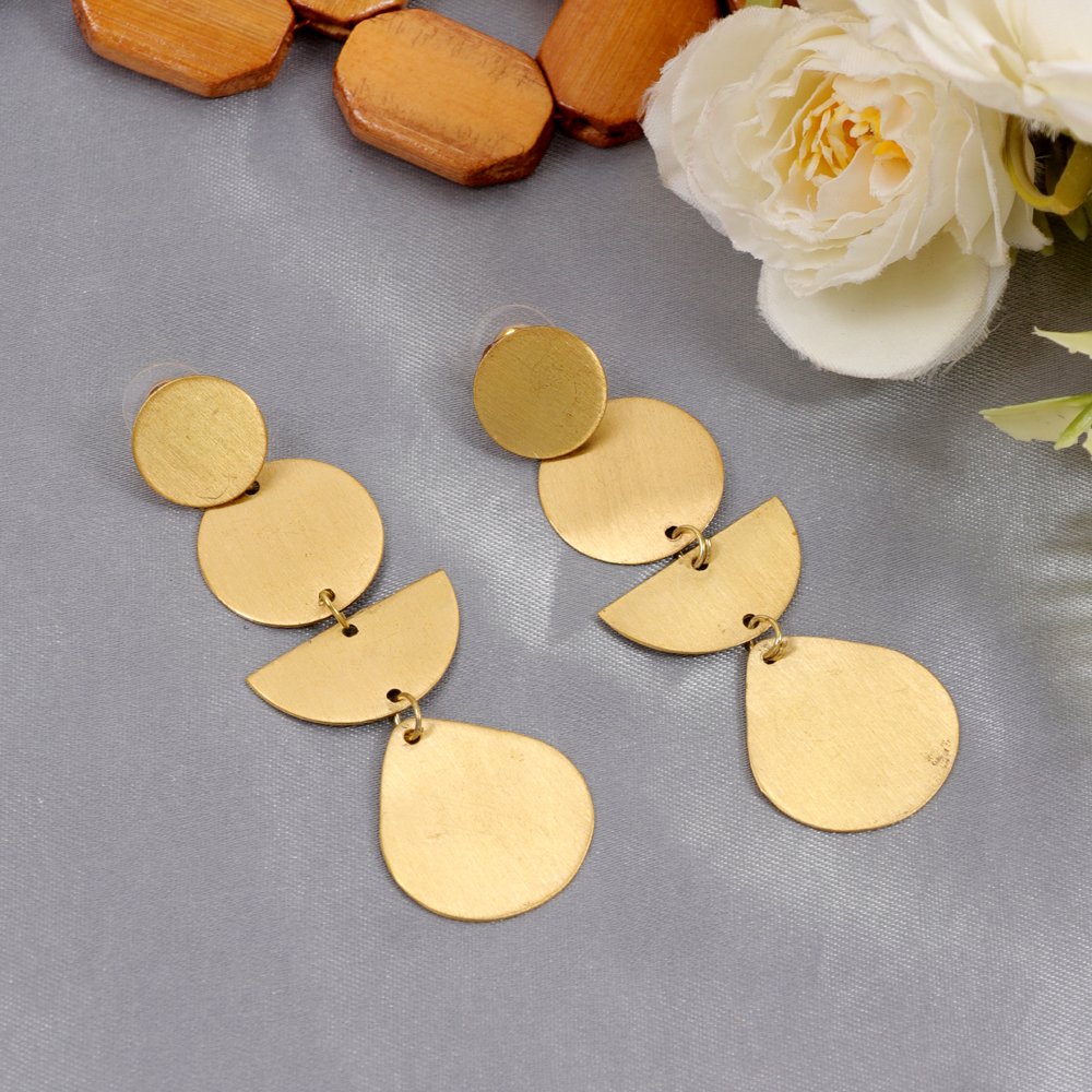 Stunning Gold Polish Disc Demi-Fine Jewelry Anti-Tarnish Dangle & Drop Earrings image 0