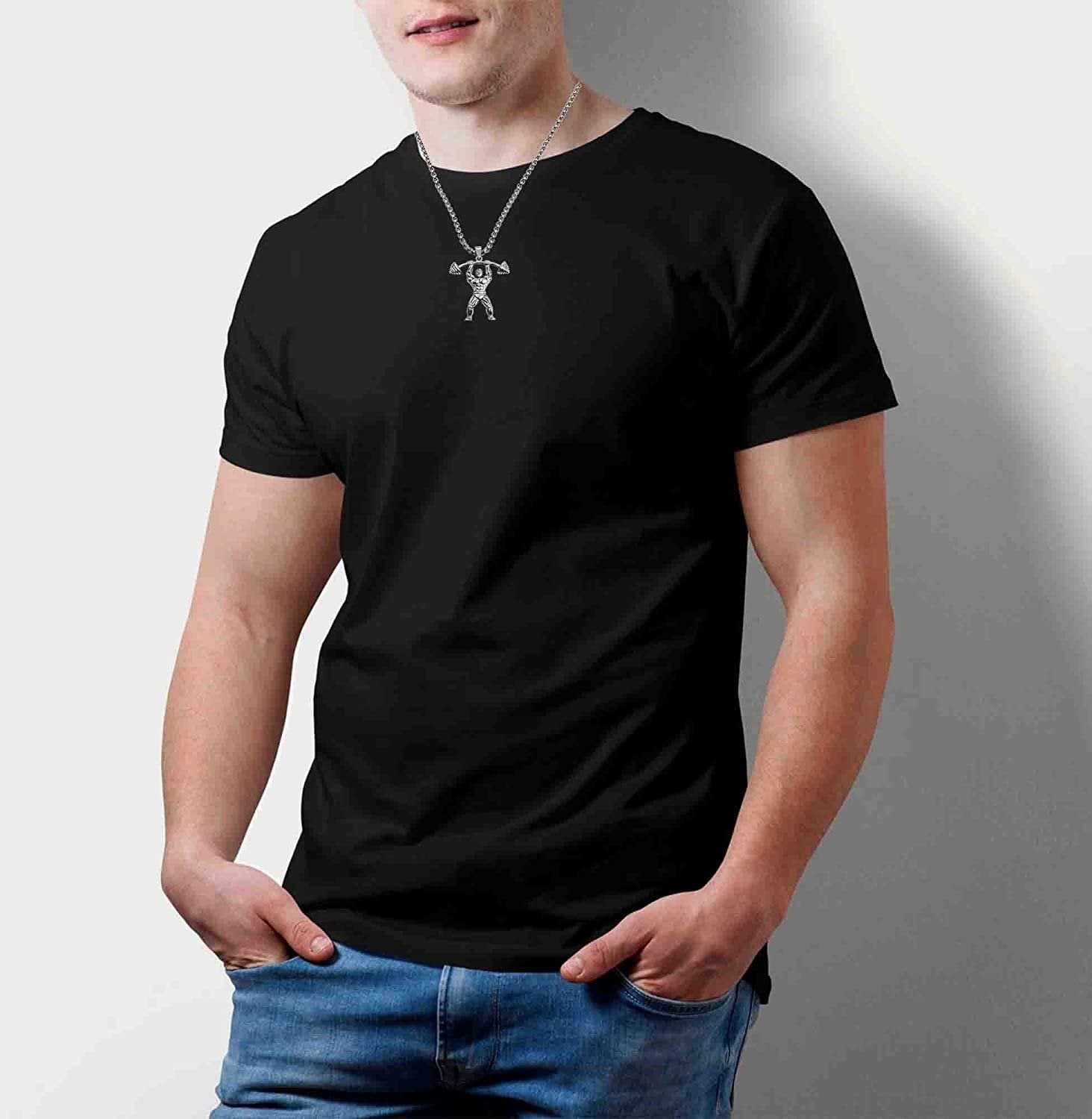 Silver-Plated Weightlifter Body-Builder Powerlifter Pendant Necklace image 2