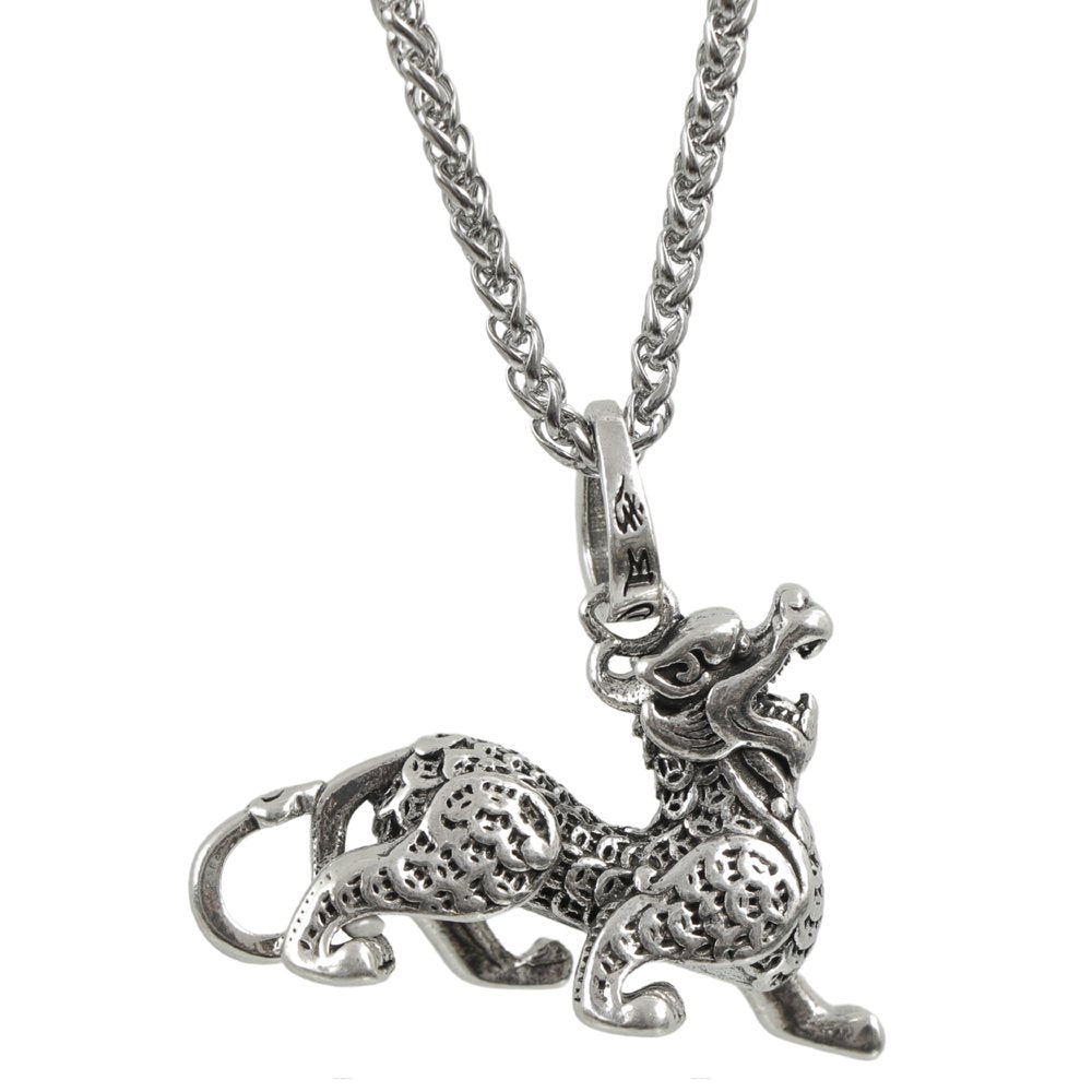 Oxidized Silver Dragon Pendant Chain Necklace image 5