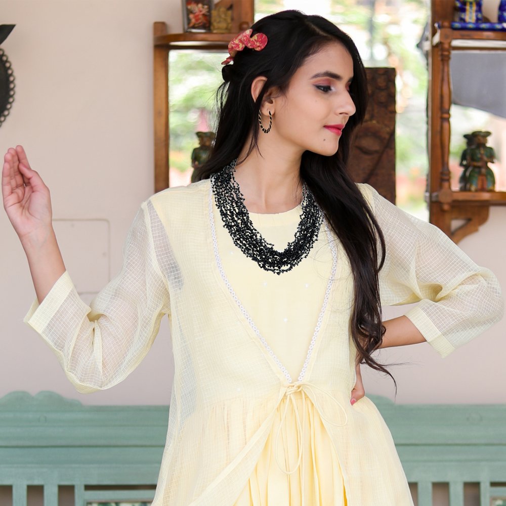 Handcrafted Black Beaded Pearl Jewellery Set image 1