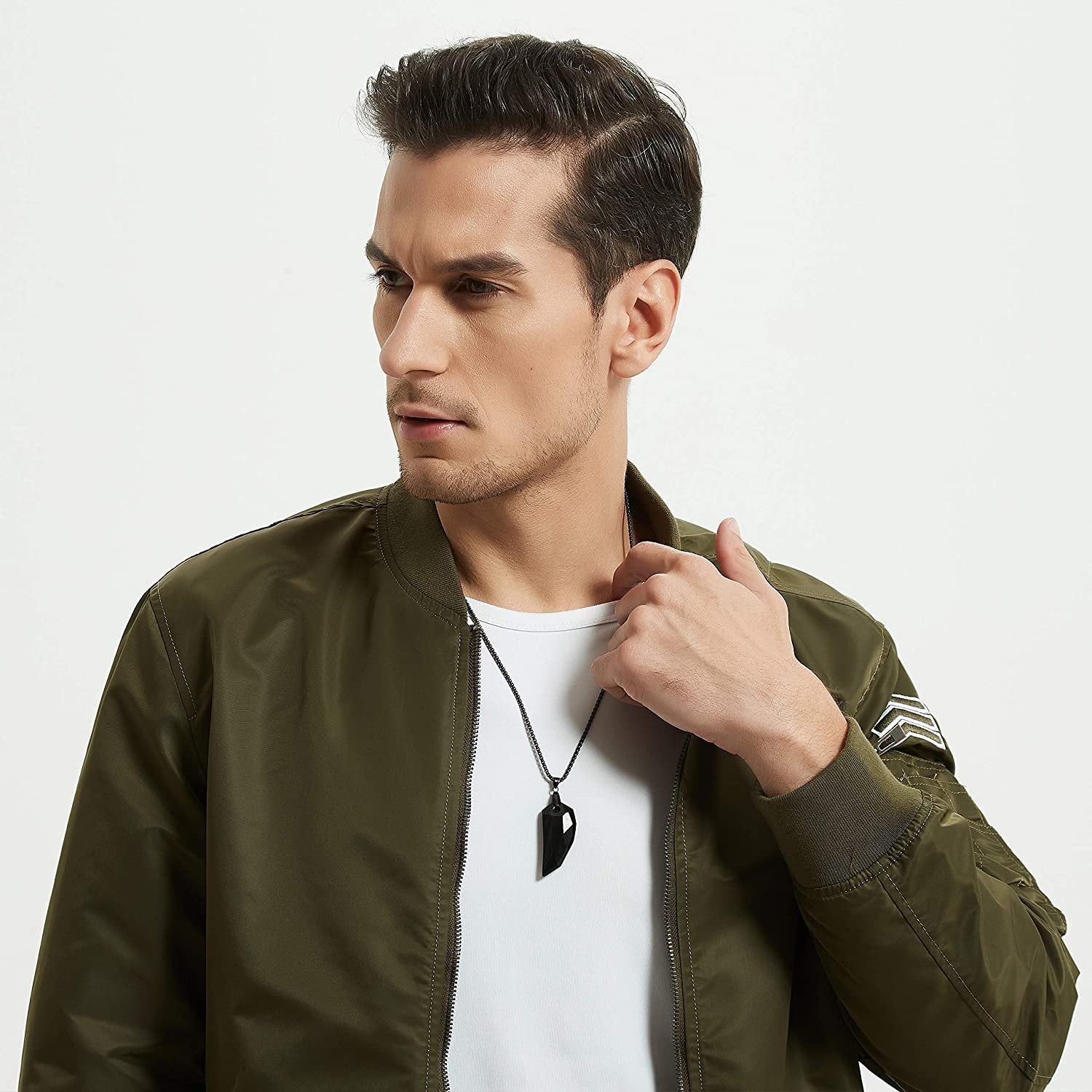 Stylish Black Stone Thread Drawstring Pendant Necklace for Men/Women image 2