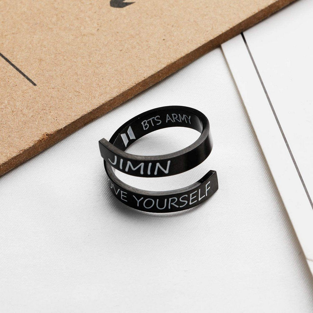 Black Zig-Zag Love Yourself Ring image 0