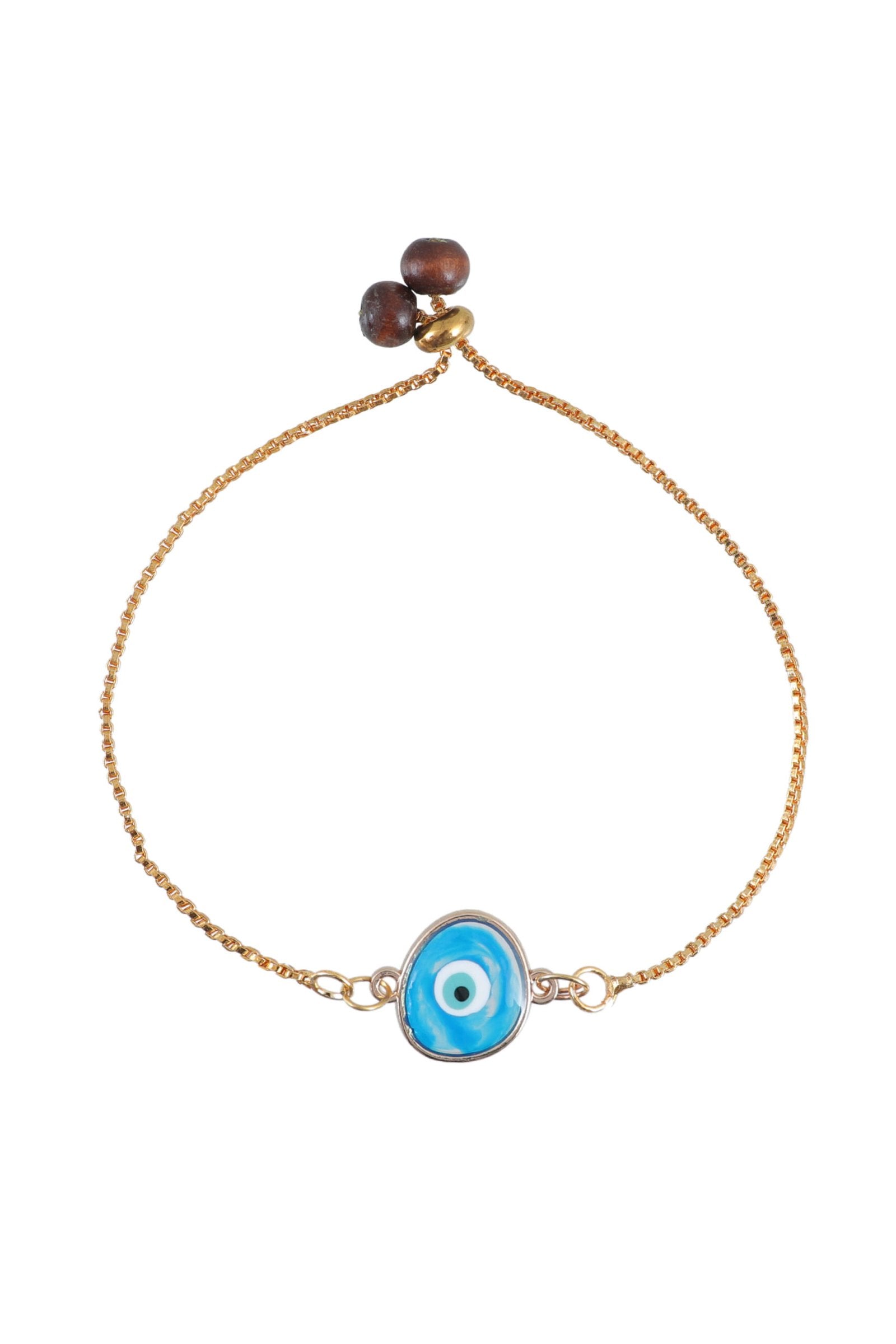 Gold-Toned Blue Evil Eye Mini Charm Bracelet/Rakhi image 3