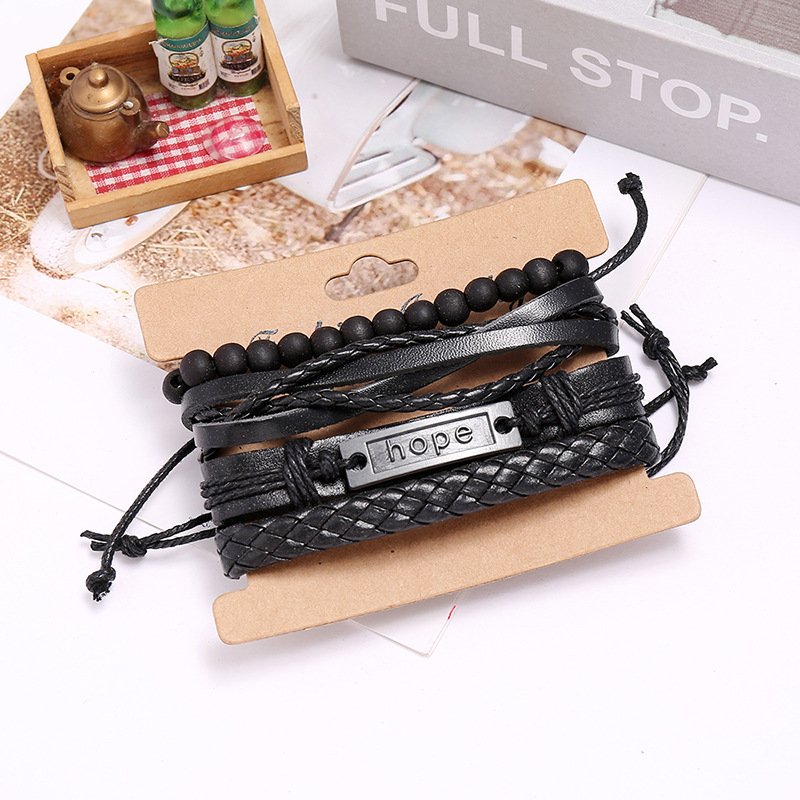 Multi-Layered Hope Leather Stylish Wrist Wrap Bracelet for Men and Women image 0