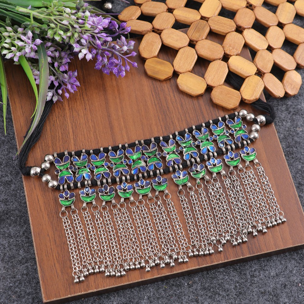 Oxidised Silver Boho Multicolor Necklace image 0