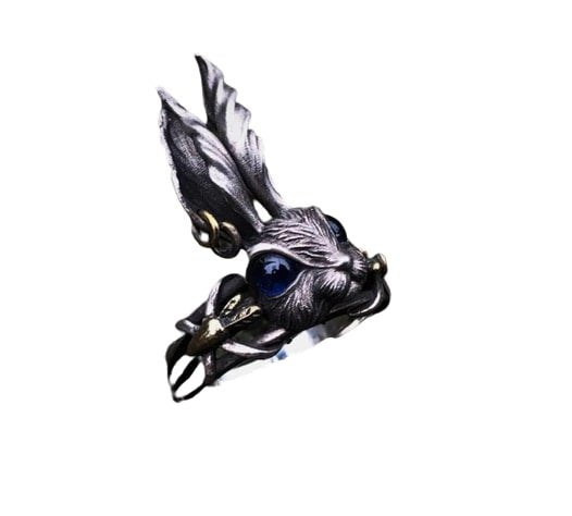 Oxidized Silver Bunny Rabbit Adjustable Ring image 2