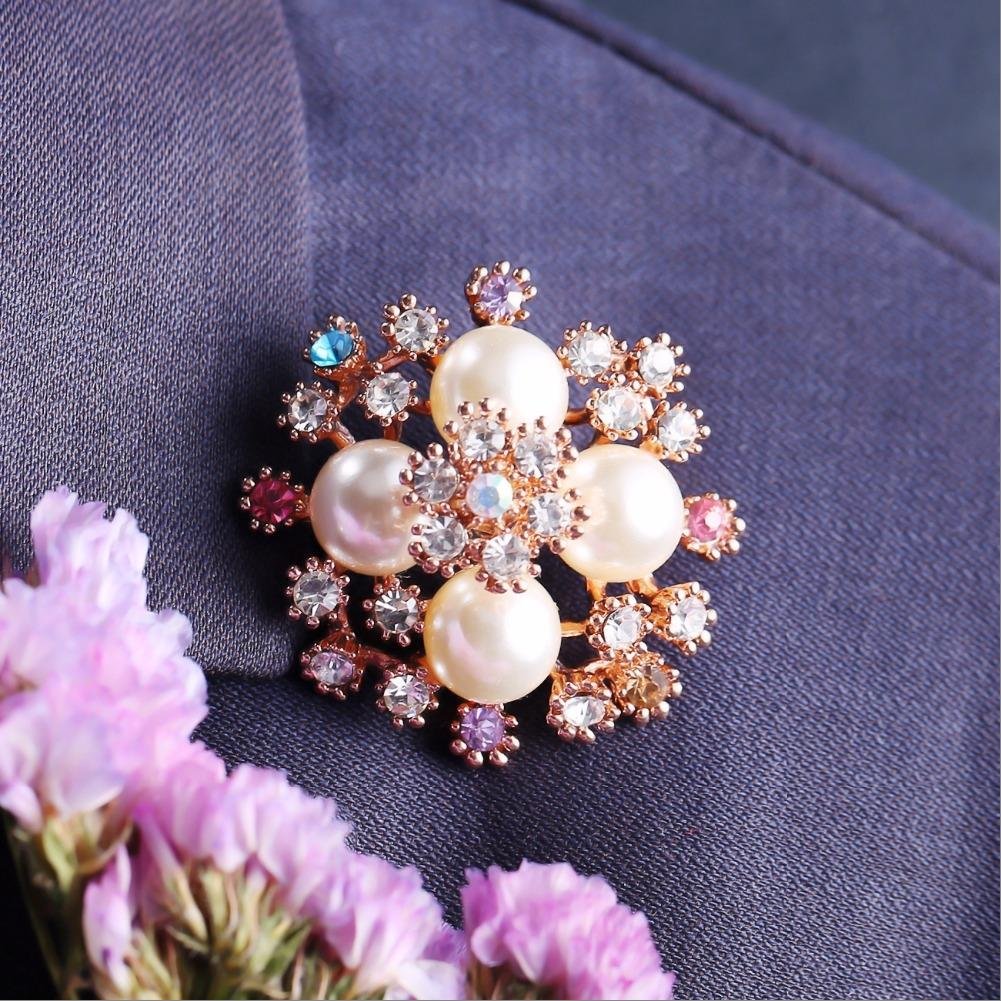 Gold-Plated Pearl/Crystal Brooch Cum Saree Pin image 2