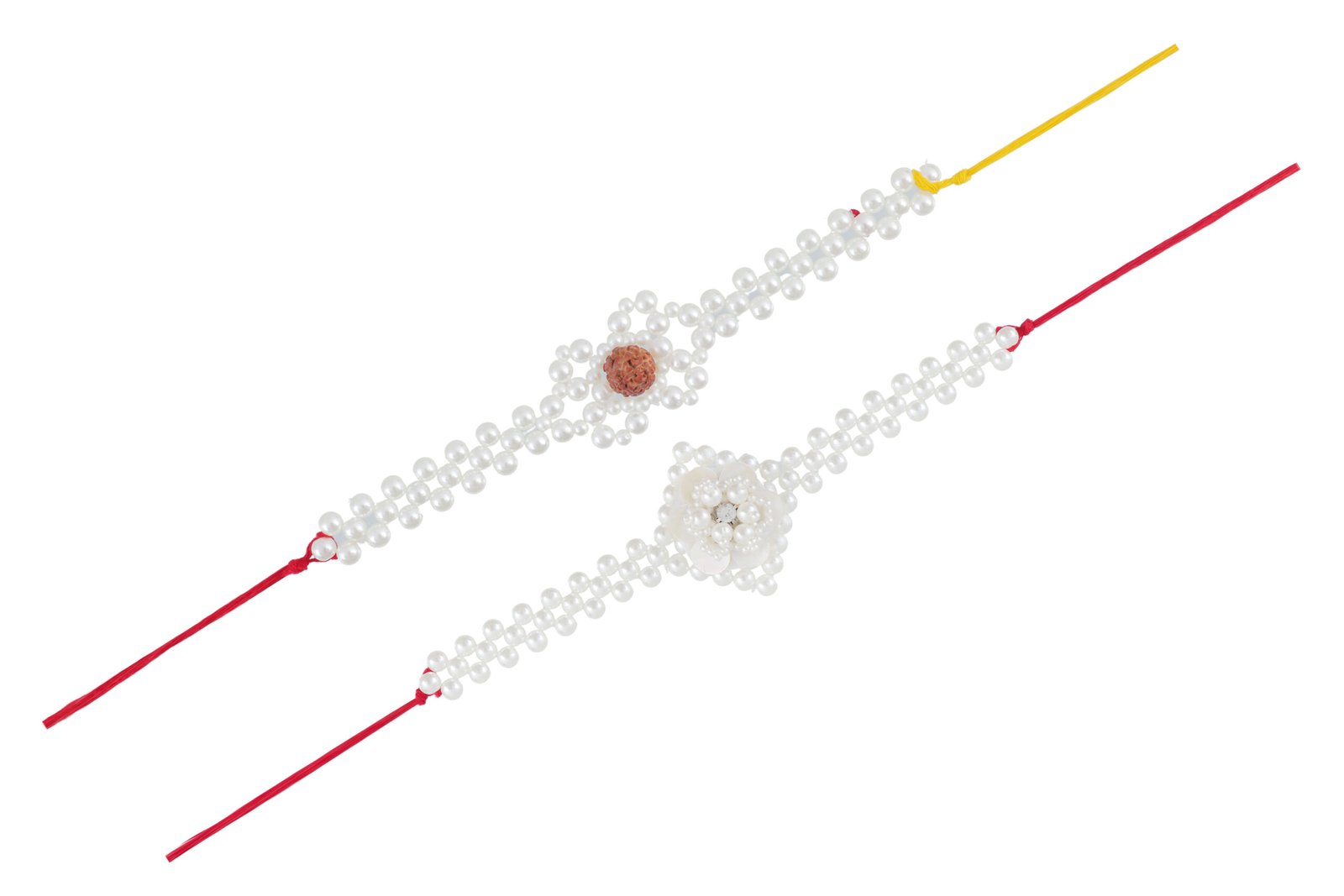 Pearl/Rudraksh Rakhi Set for Bhaiya Bhabhi - 2 pcs image 4