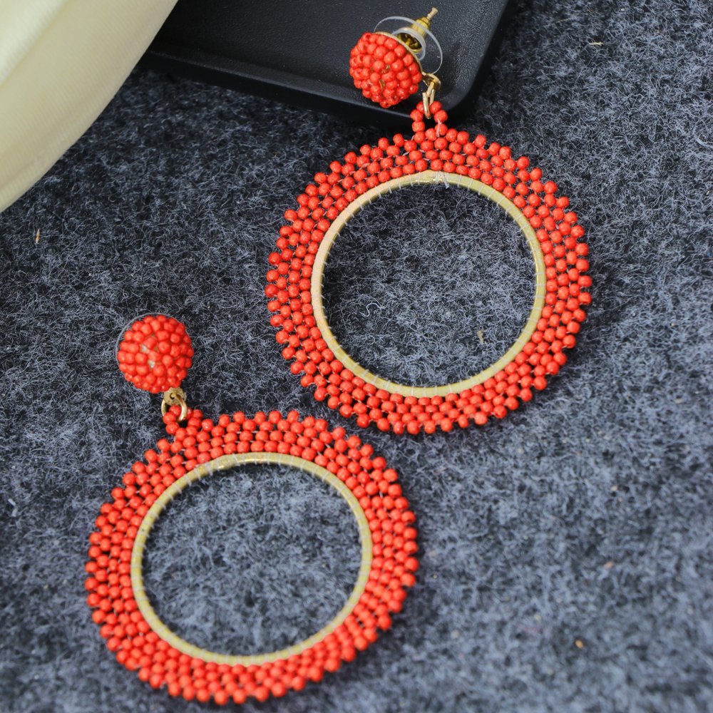 Orange Beaded Drop & Dangler Earrings image 0
