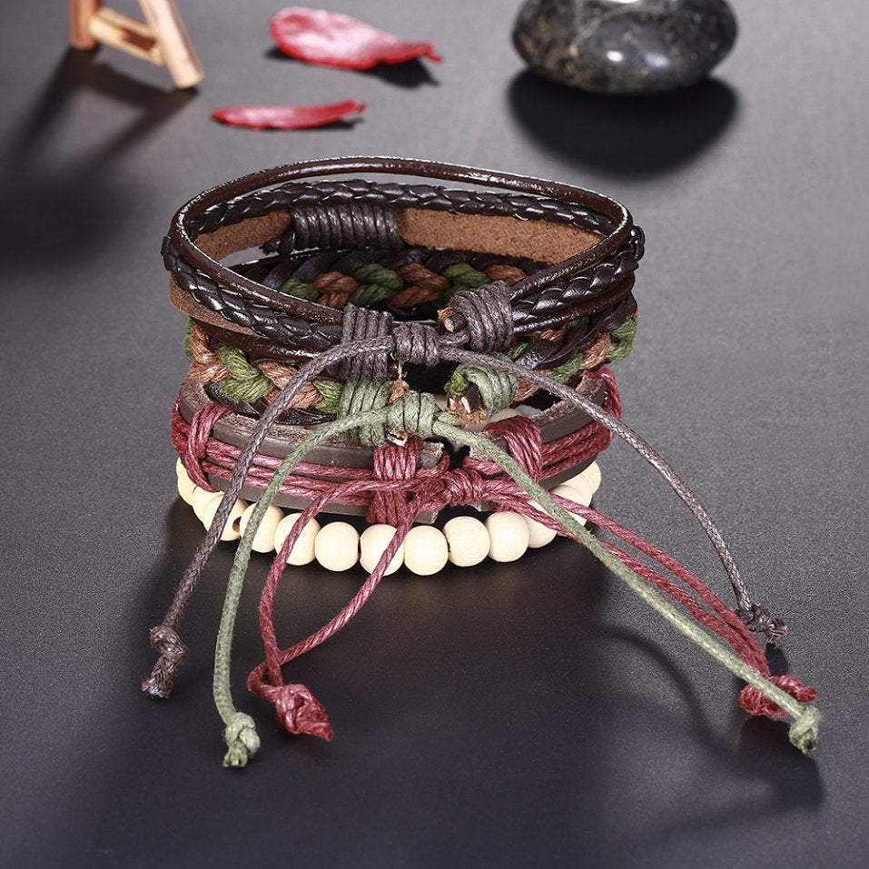 Unisex Believe Multicolor Leather & Beads Charm Multi-Strand Bracelet Men/Women image 0