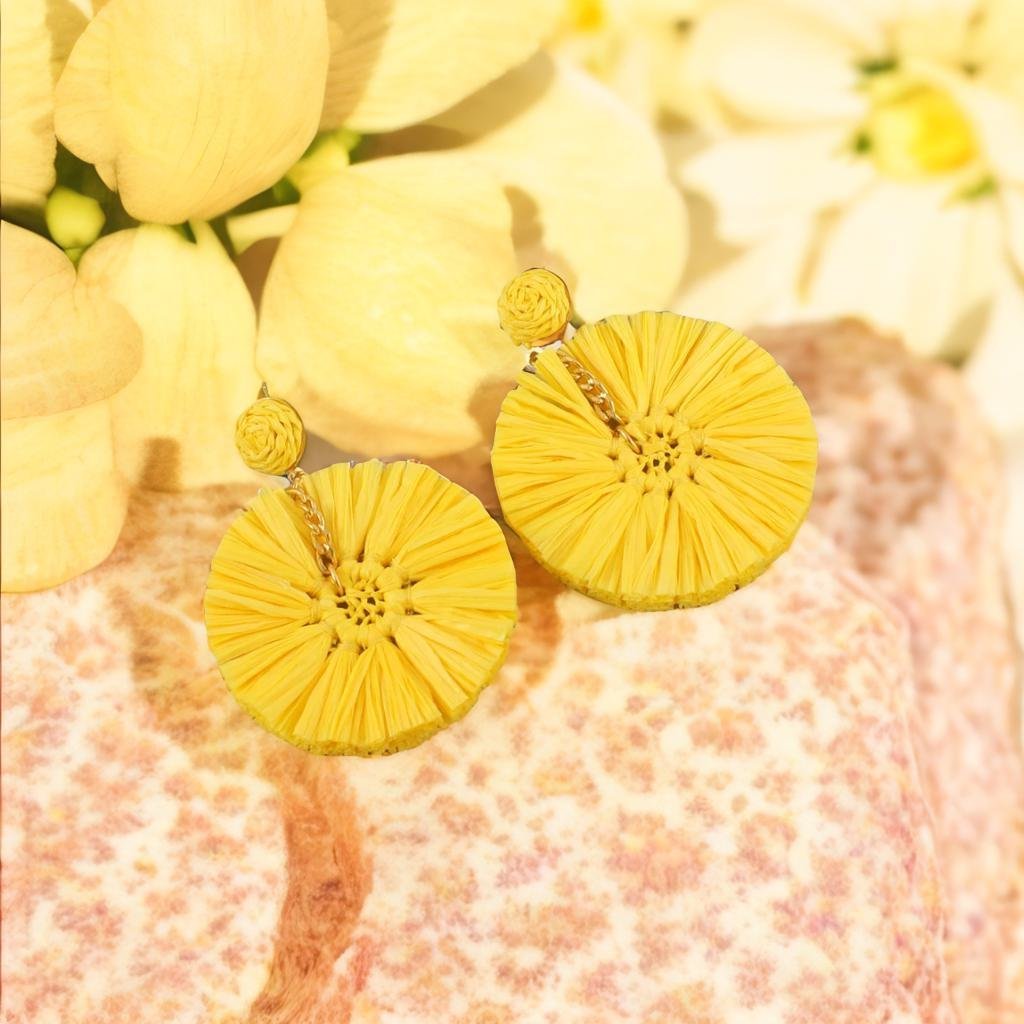 Handcrafted Yellow Thread Detailed Dangler Earrings image 4
