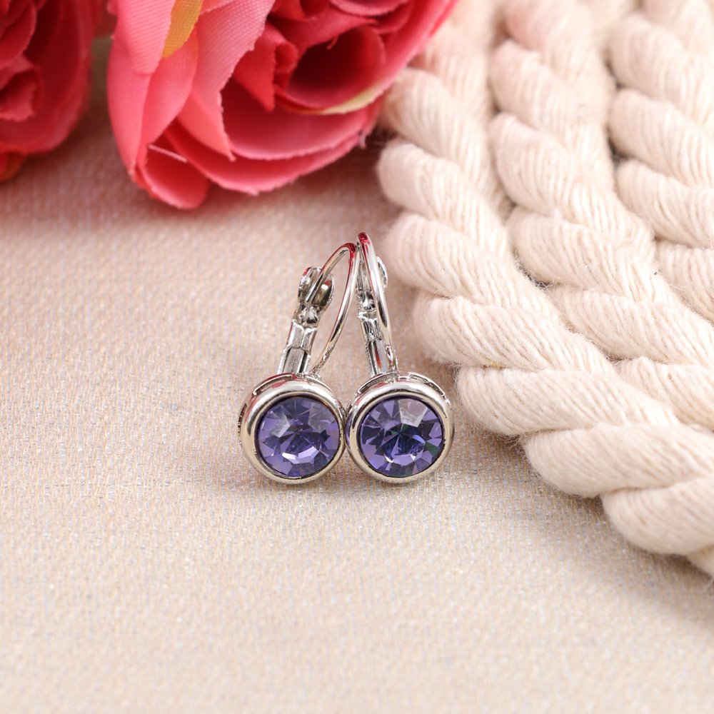 Gold-Plated Korean Design Purple Crystal drop & Dangler Earrings image 0