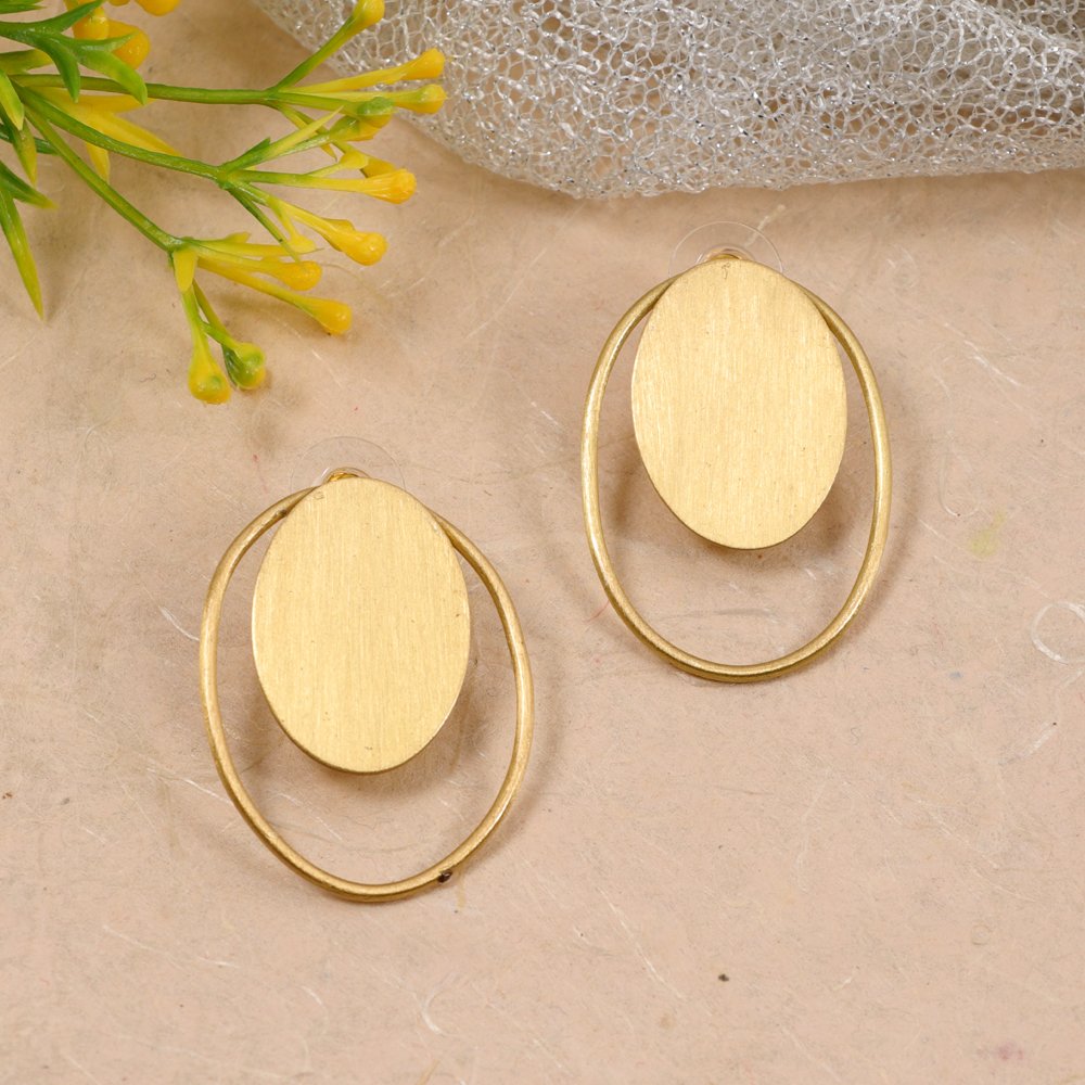 Demi-Fine Jewelry Gold Layered Anti-Tarnish Circle Drop Earrings image 2