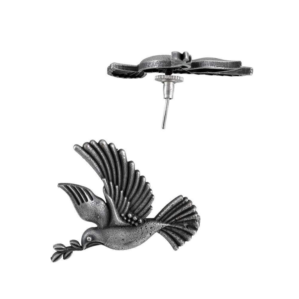 Oxidized Silver Birds Drop Earrings image 3