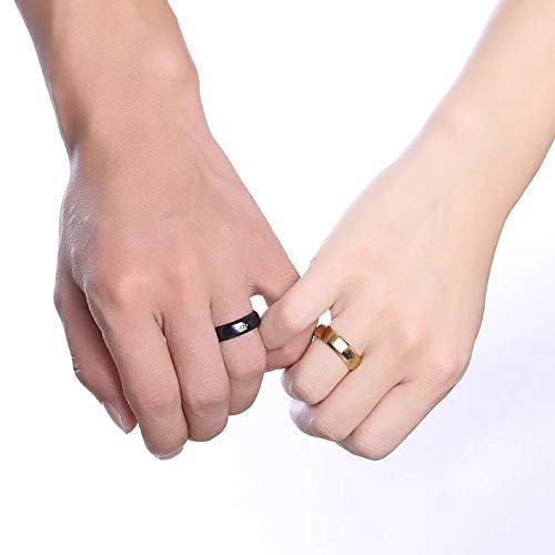 Gold & Black Crown Couple Ring Set image 1