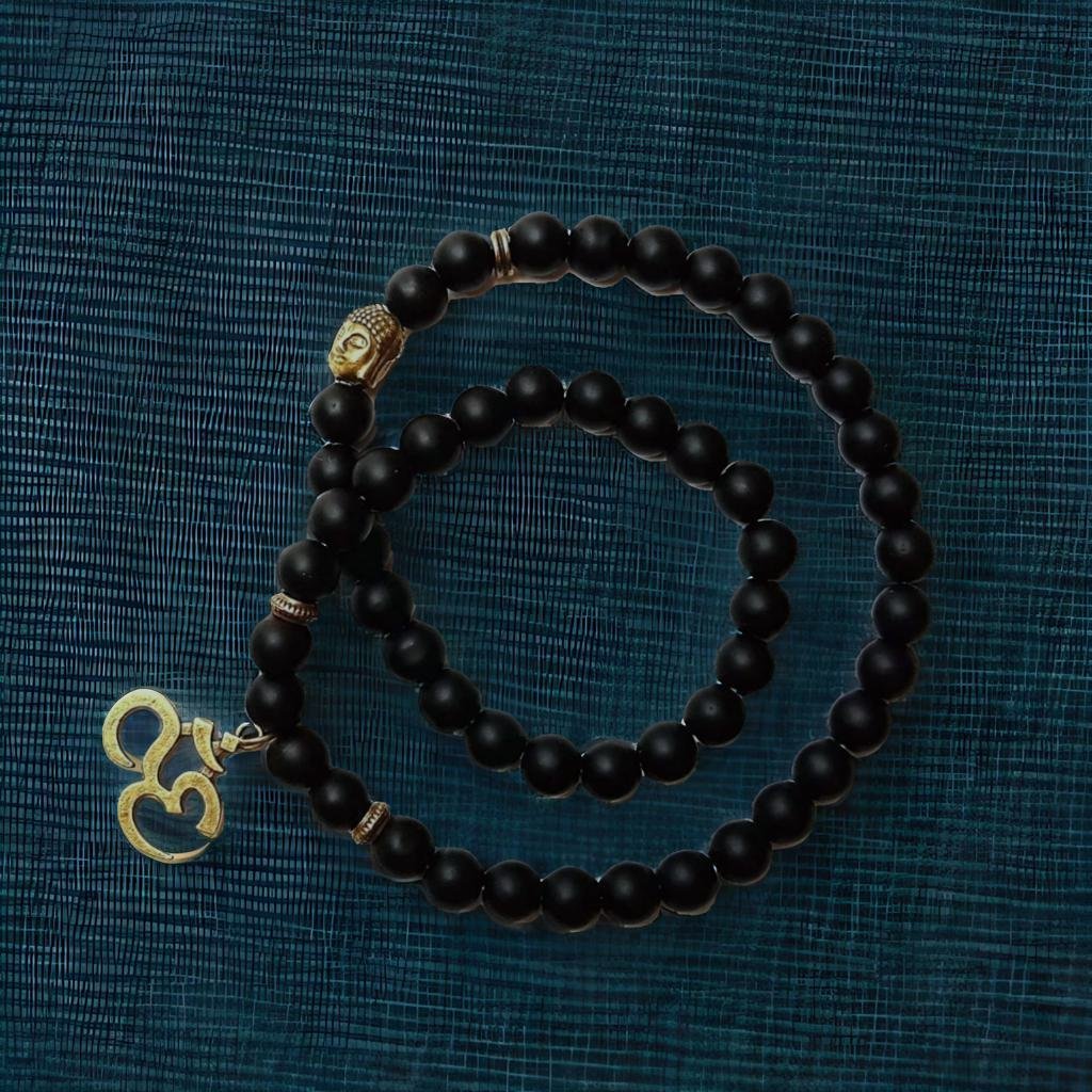 OM Buddha Single Long Onyx Bracelet for Men & Women image 8