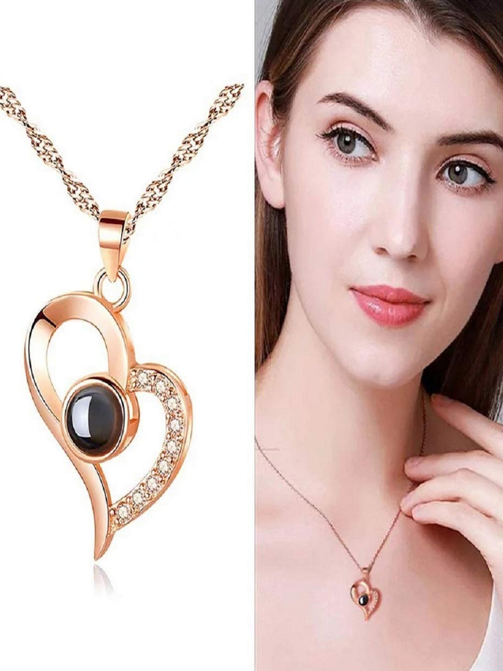 Gold-Plated 'I Love You in 100 Languages' Heart Necklace for Women and Girls image 2