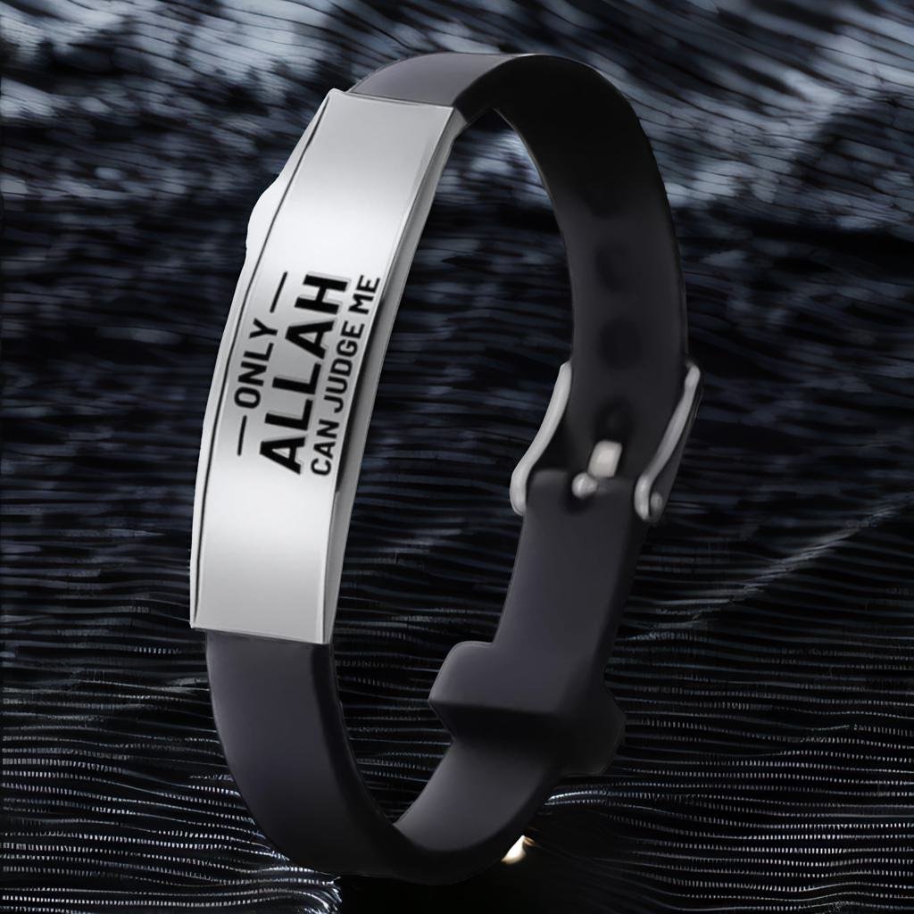 Silver-Plated Engraved Allah Word PU Leather Bracelet for Men/Women image 5