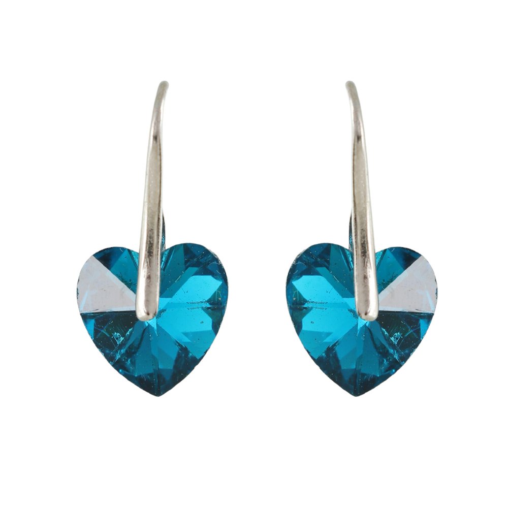 Silver-Plated Blue Crystal Dangler Hook Earrings image 2