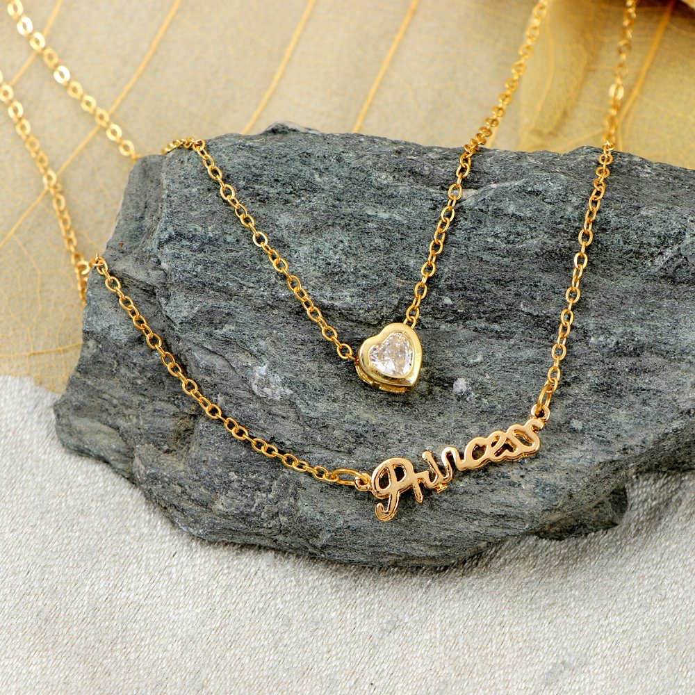 Gold-Plated Princess Name Letter Pendant Chain Necklace image 2