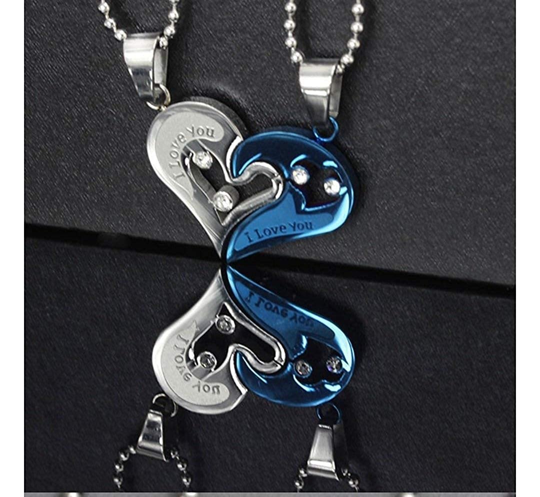 Love You Silver and Blue Pendants Set image 2