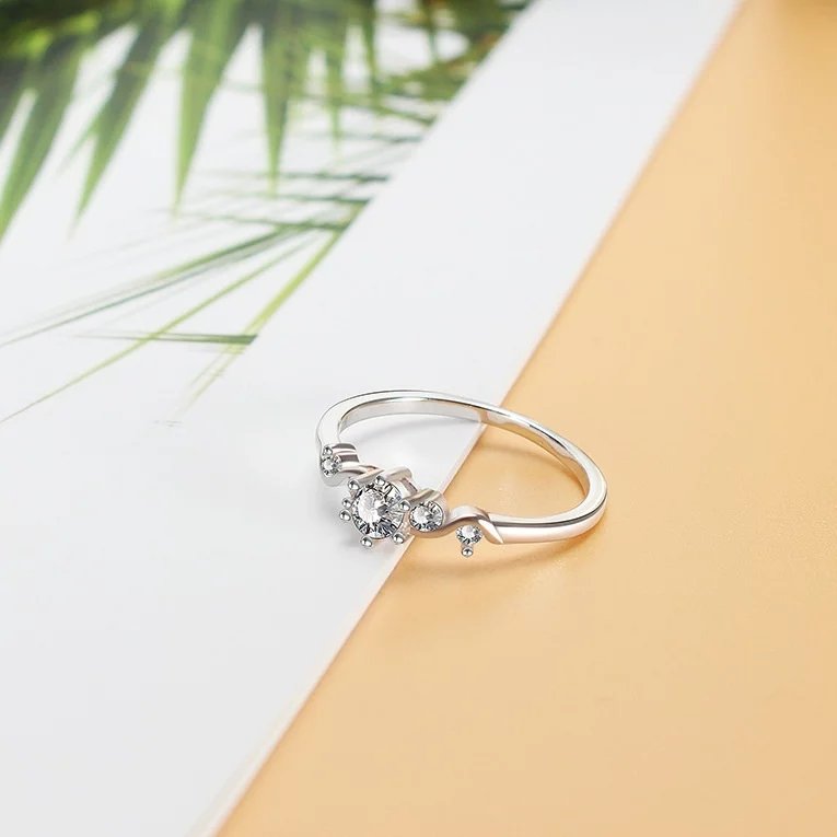 Elegant Silver-Plated Crystal Work Ring image 1