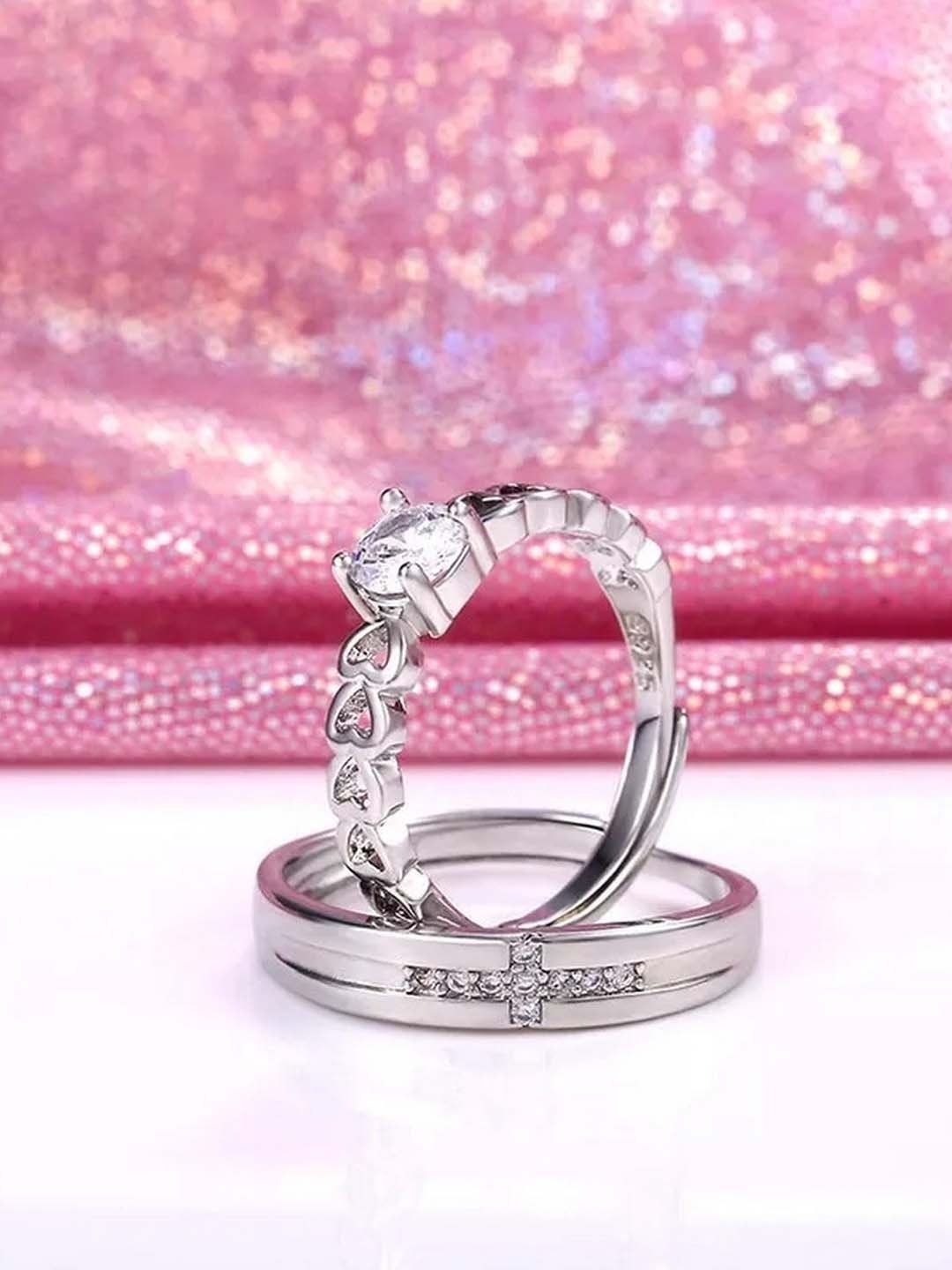 Stunning Silver-Plated Heart Crystal Ring image 4