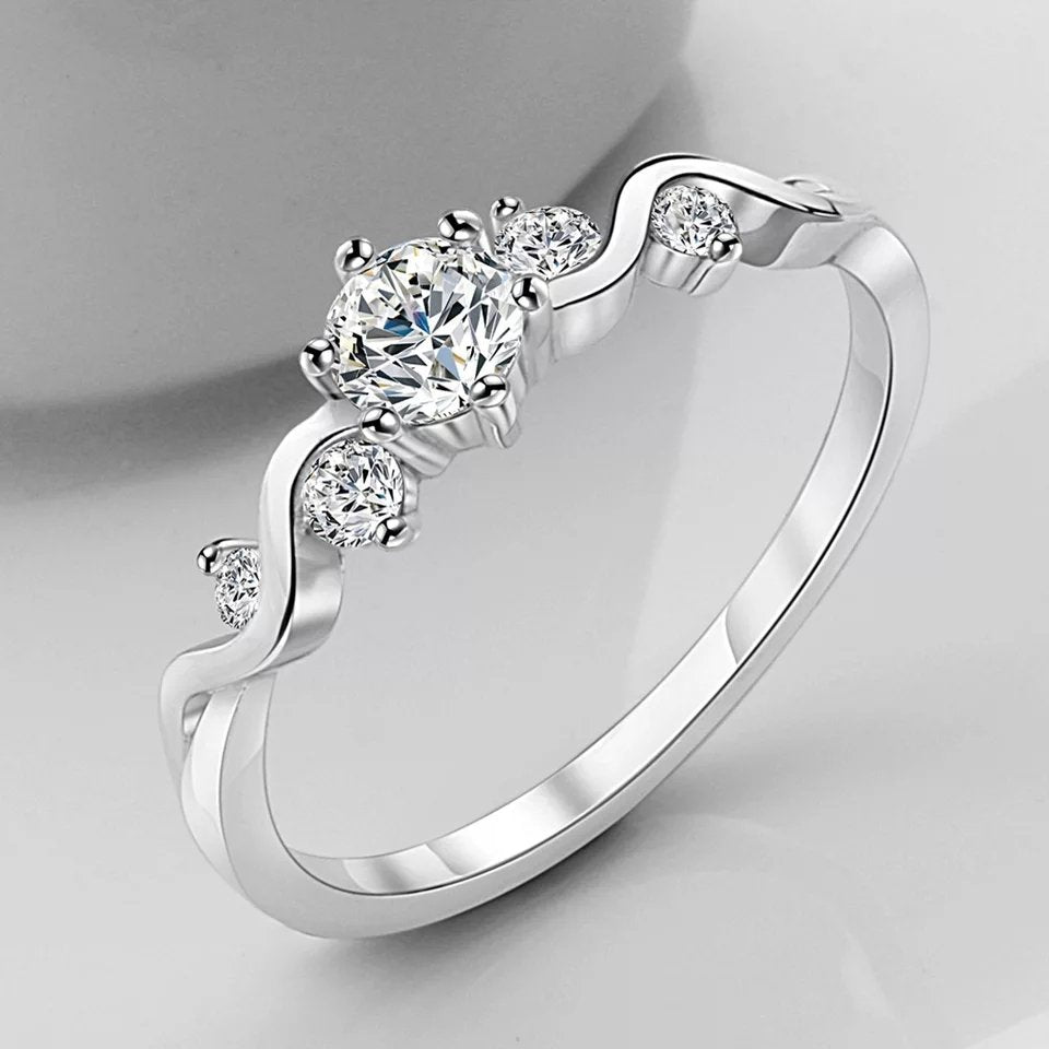 Elegant Silver-Plated Crystal Work Ring image 0