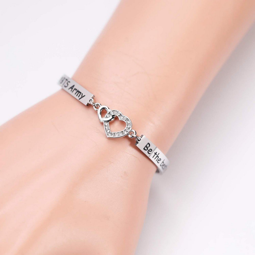 Silver-Plated Dual Heart Bracelet with Crystals image 1