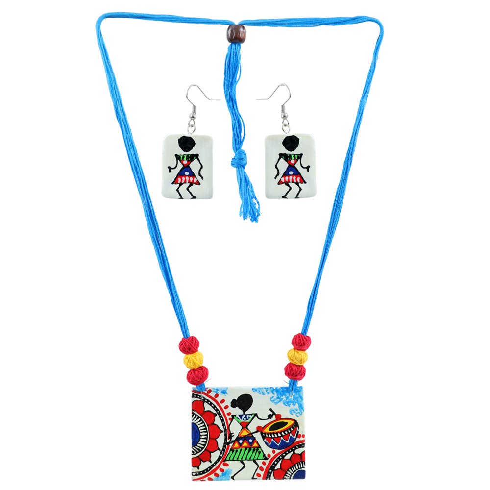 Handmade Hand-Painted Terracotta Tribal Jewellery Set image 3