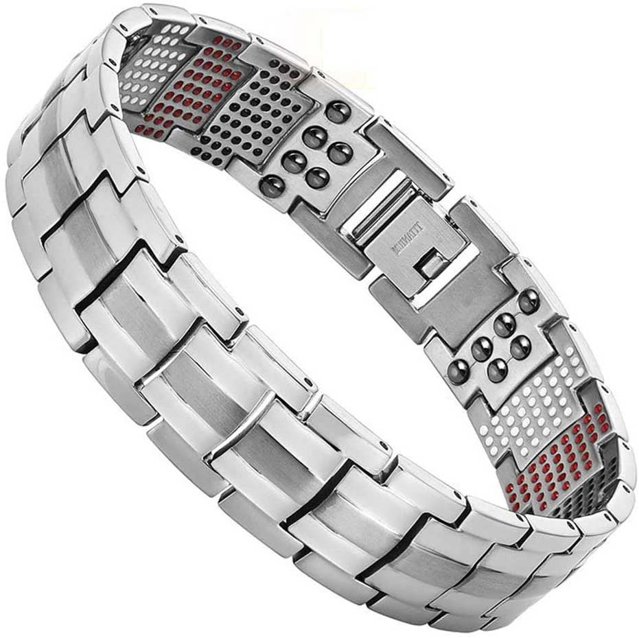 3500 Gauss Double Strength Bio Magnetic Men Bracelet (Silver) image 1