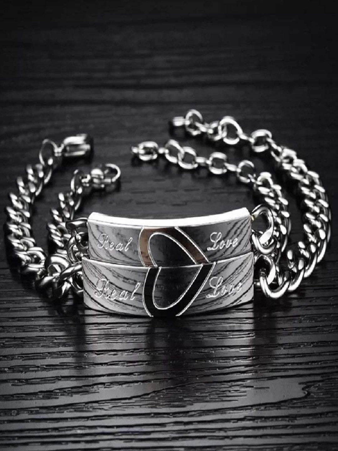 Silver-Plated Love Heart Couple Bracelet image 0