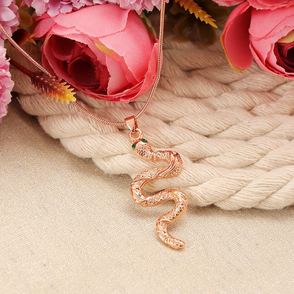 Gold-Plated Chunky Chain Snake Pendant Necklace image 0