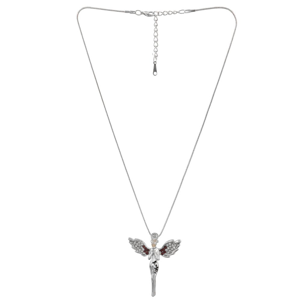 Sterling Silver-plated Marron Crystal Pendant Necklace image 3