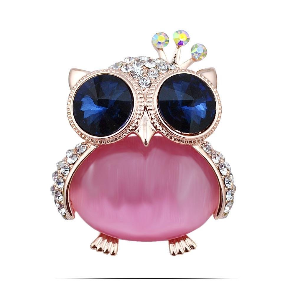 Gold-Plated Blue-Eyed Cute Small Owl Brooch For Women/Girl's image 1