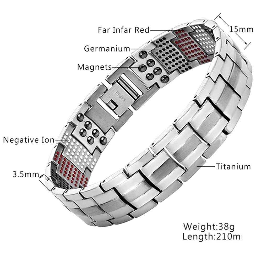 4 In 1 Double Strength Silver Bio-Magnetic Bracelet image 2