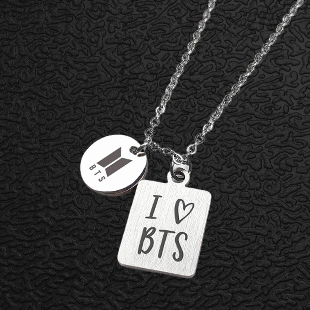 Silver-Plated BTS Love Pendant Chain Necklace for Men and Women image 1