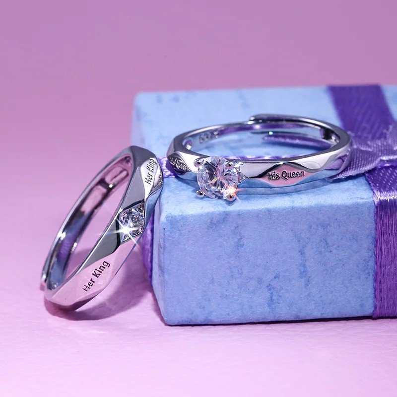 King and Queen Radiant Love Crystal Couples Rings image 2