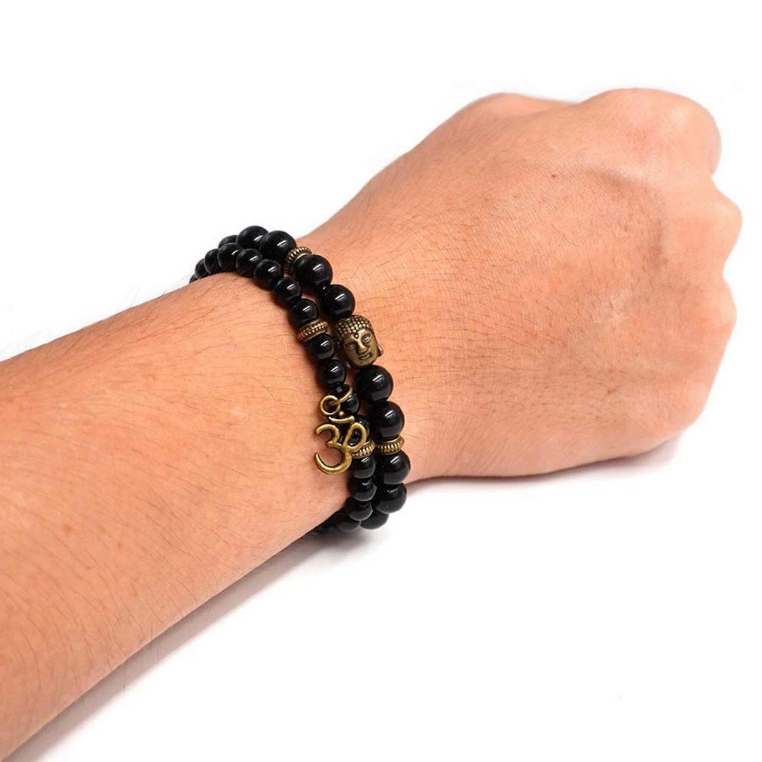 OM Buddha Single Long Onyx Bracelet for Men & Women image 3
