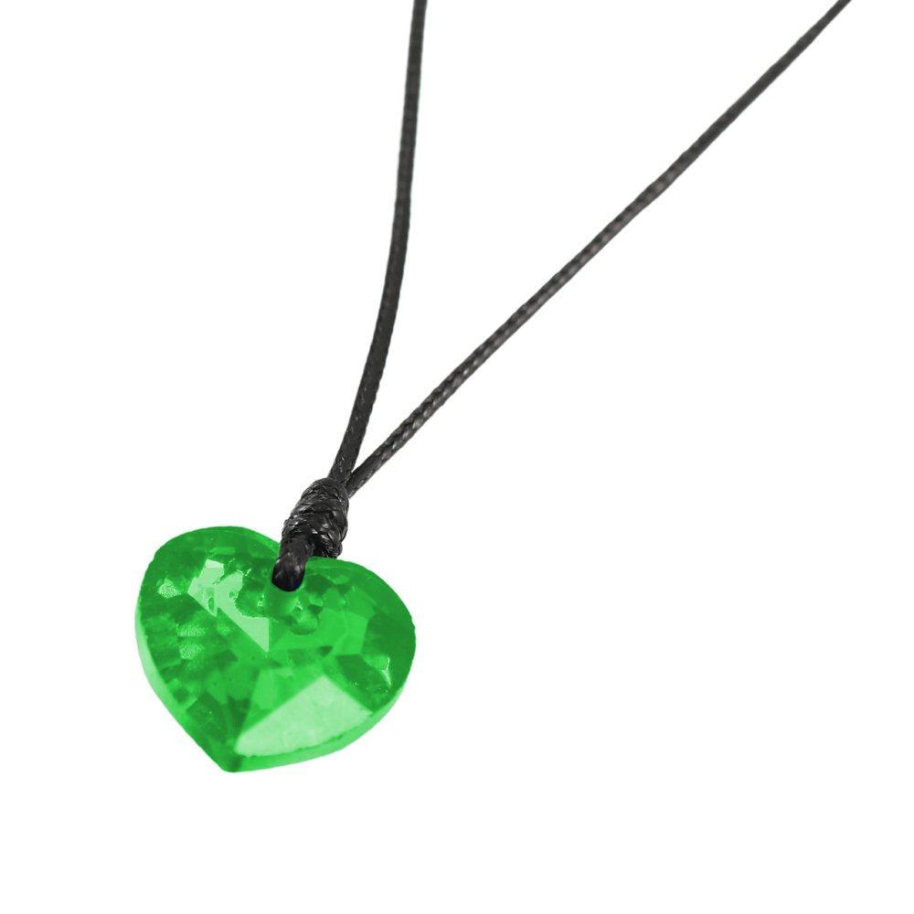 Green Crystal Heart Pendant Necklace and Earrings Set image 1