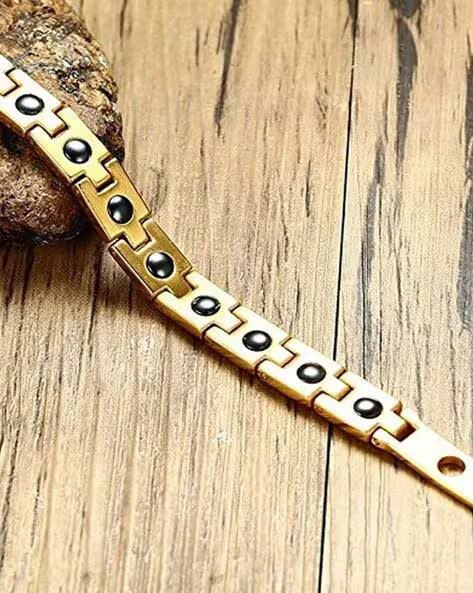 Gold Plated Belt Chain Bio Bracelet with Adjustable Strap image 3