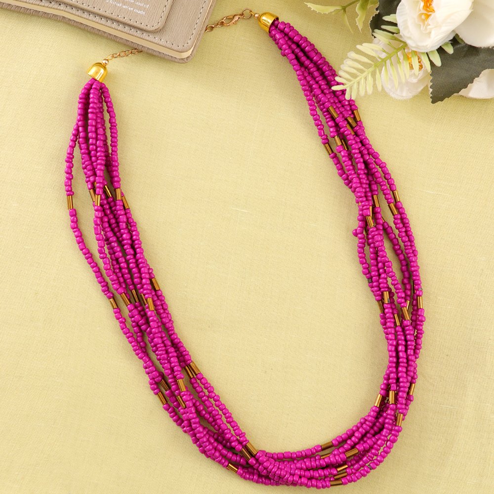 Pink Beaded Layered Necklace image 3