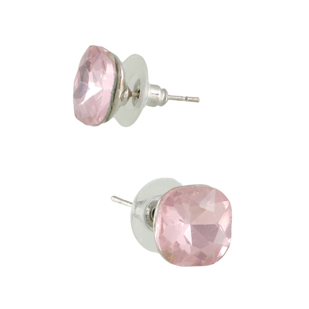 Gold-Plated Pink Crystal Stud Earrings image 3