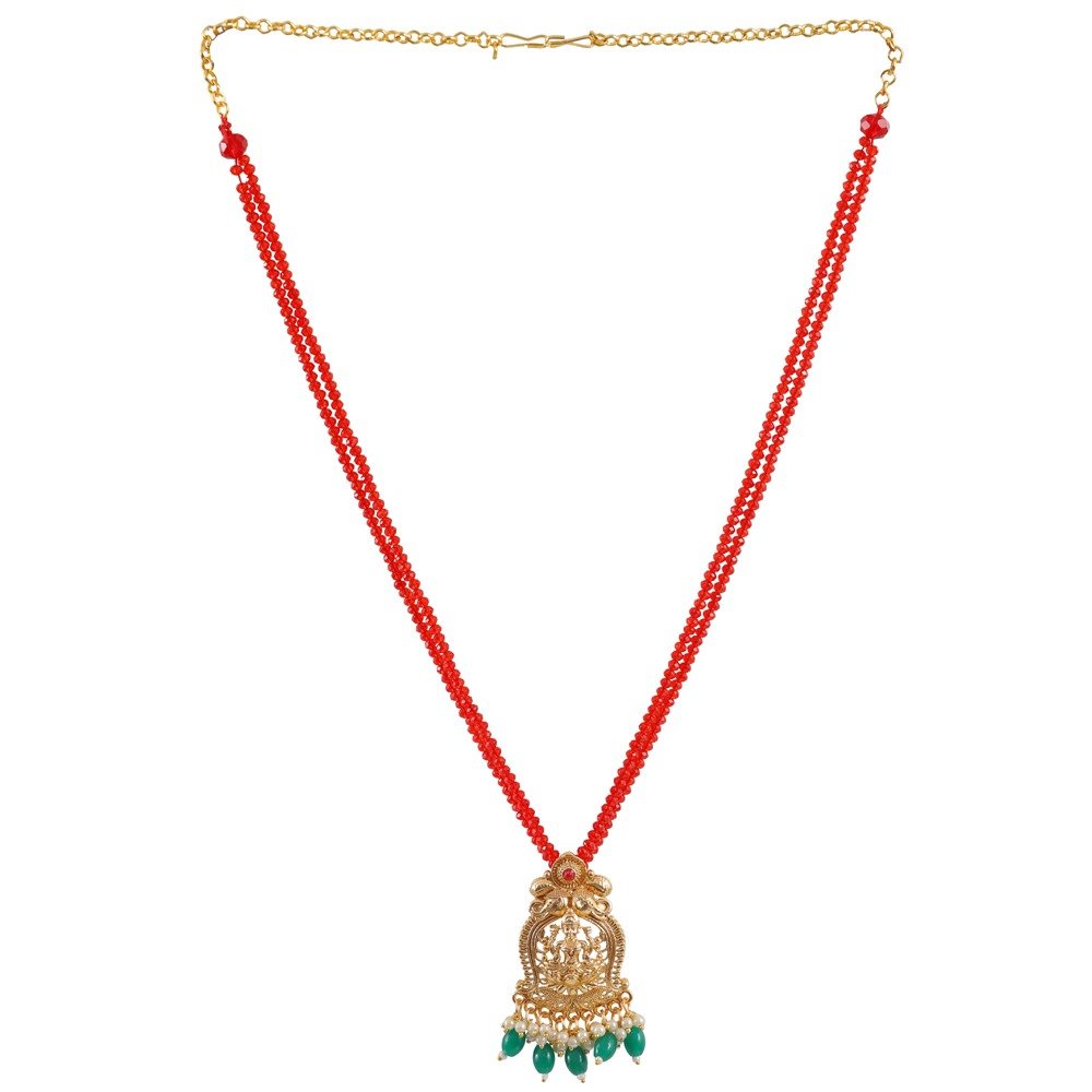 Goddess Lakshmi Red Beaded Layered Necklace image 3