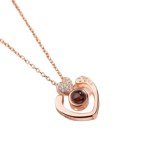 Rose-Gold'I Love You in 100 Languages' Heart Necklace for Women and Girls image 3