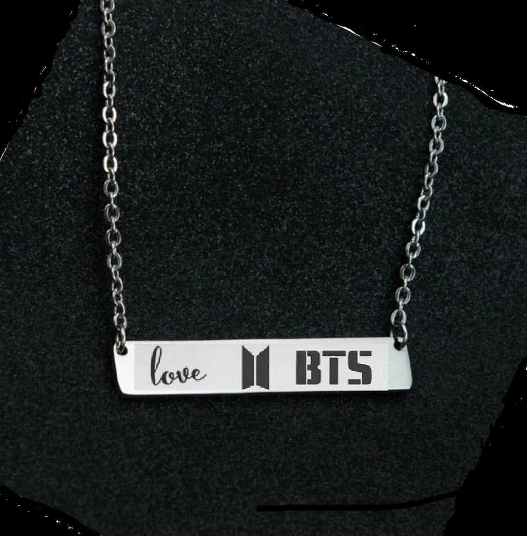Silver-Plated Love BTS Chain Pendant Necklace image 0
