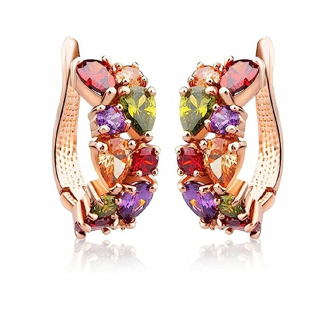 Gold-Plated Combo of Multicolor Crystal-Stud Pendant Set with Bracelet for Women/Girl image 3