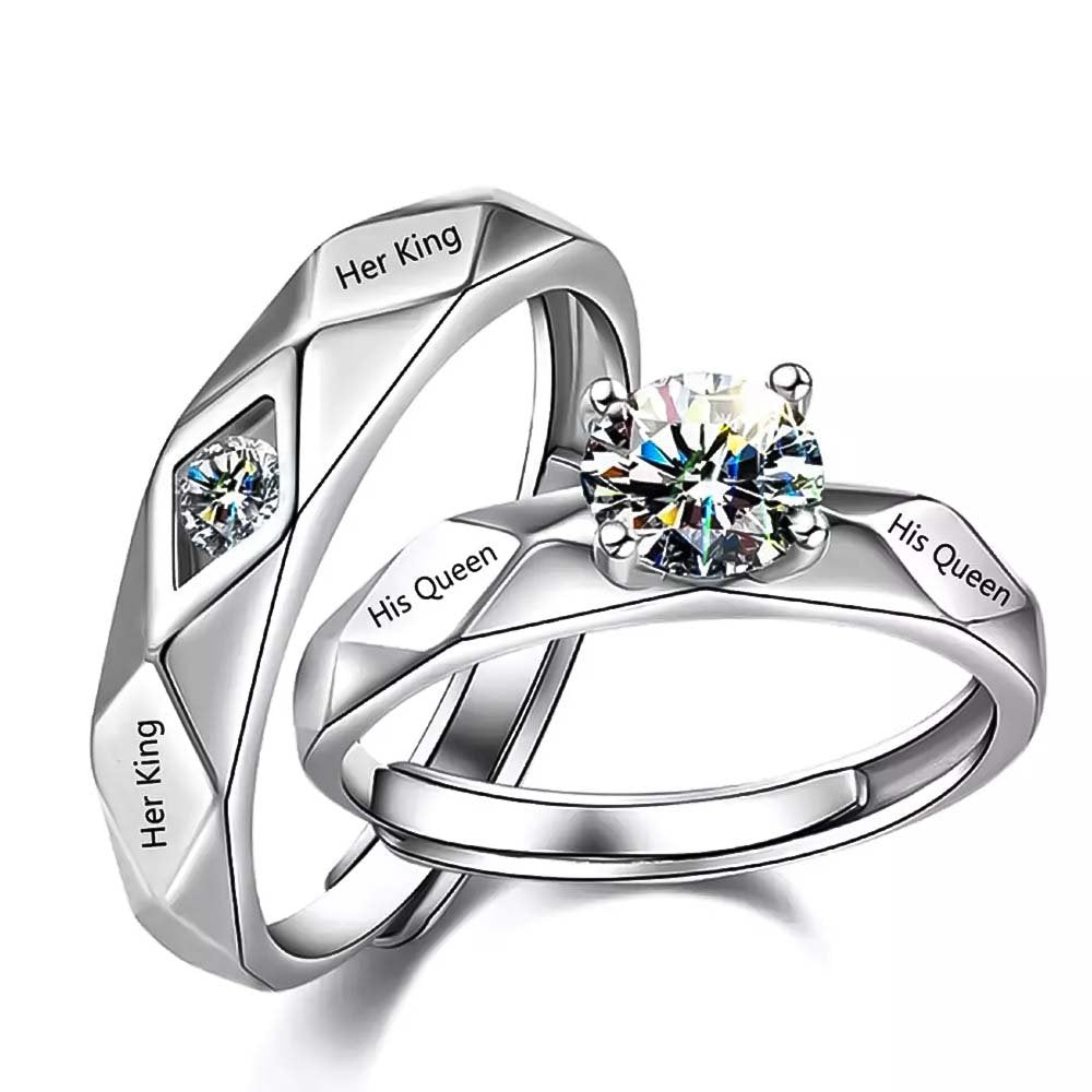 King and Queen Radiant Love Crystal Couples Rings image 0